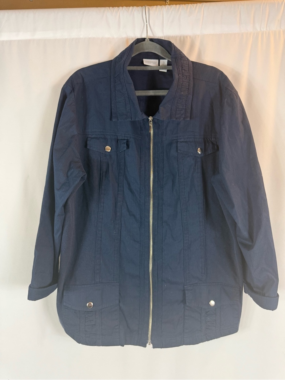 Zenergy by Chicos women jacket color: navy blue size: 3